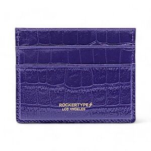 Rockertype Cardholder Wallet Crocodile Embossed Italian Leather Purple